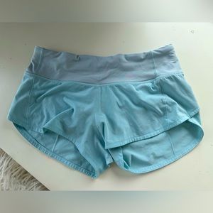 Lululemon Speed Up Low Rise Lined Shorts. 2.5”. Light blue in great condition!